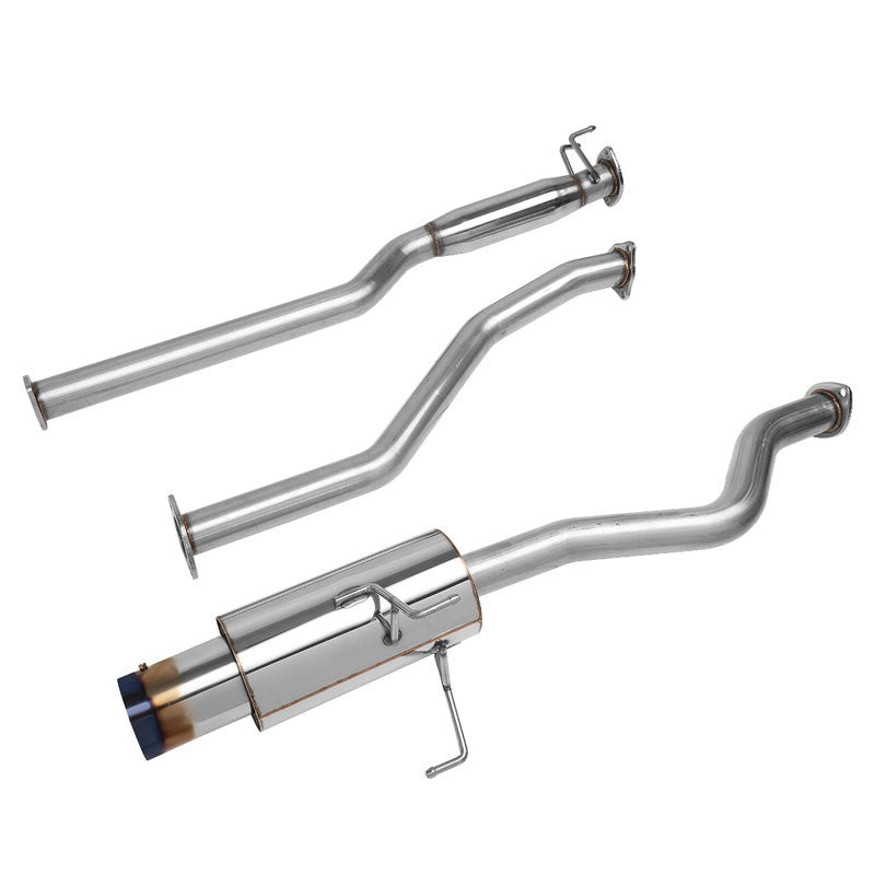 4.00" Round Burnt Muffler Tip Catback System For 01-05 Honda Civic EX 1.7L DOHC-Major Pipe-BuildFastCar
