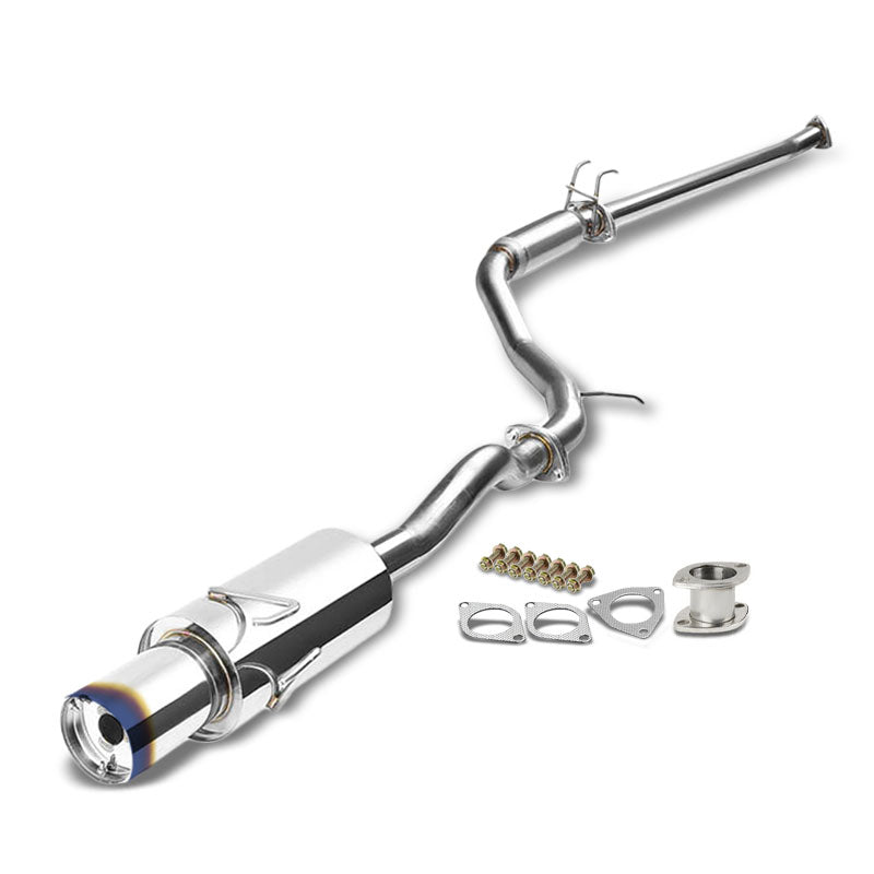 Exhaust Catback System 4.00" Round Burnt Muffler Tip For 06-11 Honda Civic R18A1 1.8L (Coupe FG/Sedan FA 8th Gen)