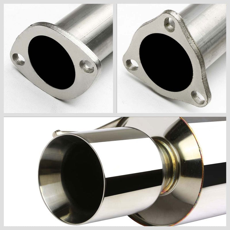 4" Roll Muffler Tip Exhaust Catback System For 92-96 Honda Prelude 2.2L/2.3L-Performance-BuildFastCar