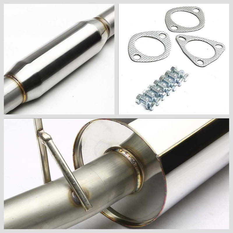 4" Roll Muffler Tip Exhaust Catback System For 92-96 Honda Prelude 2.2L/2.3L-Performance-BuildFastCar