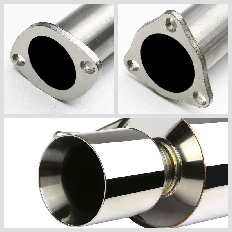 4" Roll Muffler Tip Exhaust Catback System For 97-01 Honda Prelude H22A4 2.2L-Performance-BuildFastCar