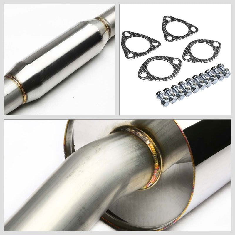 4" Roll Muffler Tip Exhaust Catback System For 97-01 Honda Prelude H22A4 2.2L-Performance-BuildFastCar