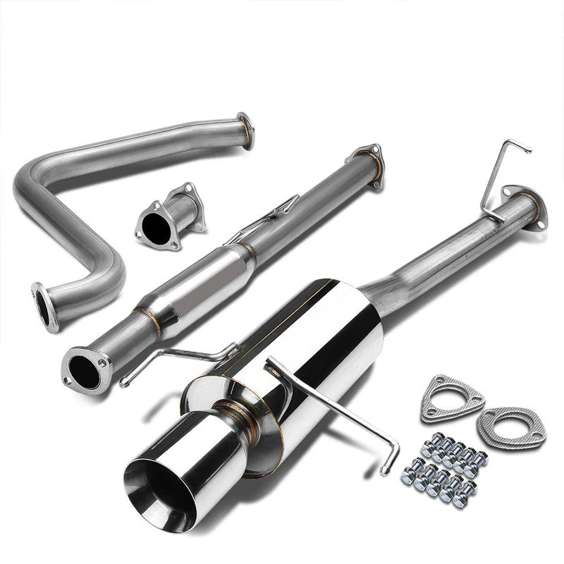 4" Roll Muffler Tip Exhaust Catback System For 97-01 Honda Prelude H22A4 2.2L-Performance-BuildFastCar