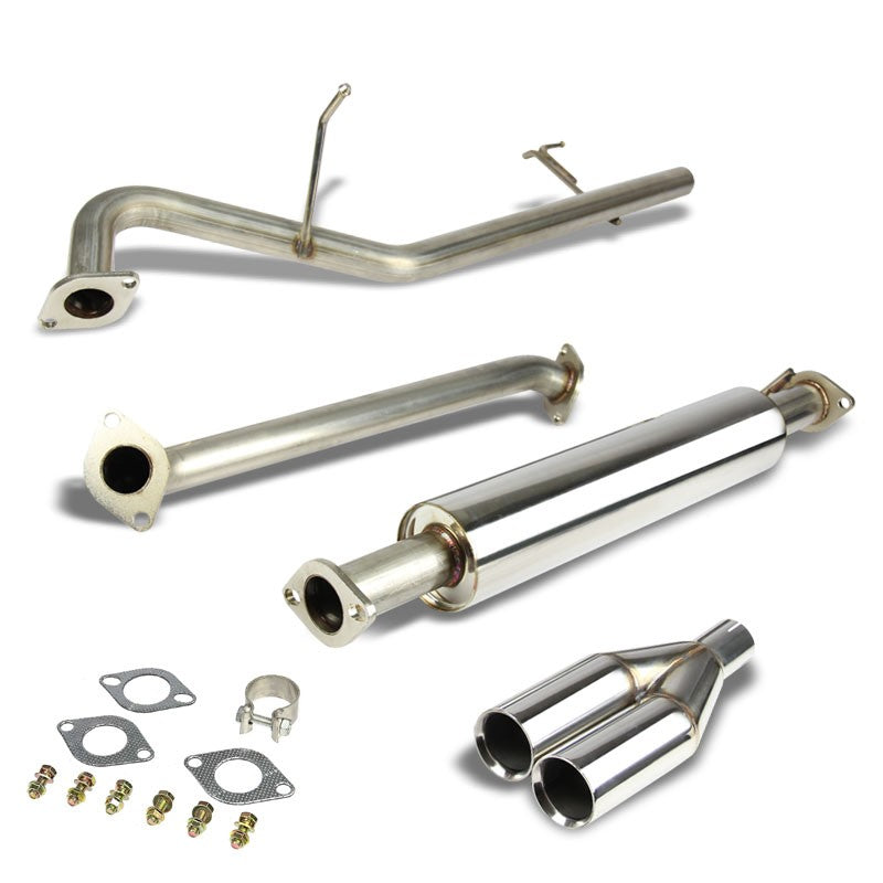 2.5" Dual Roll Muffler Tip Exhaust Catback System For 06-11 Kia Rio JB 1.6L DOHC-Performance-BuildFastCar