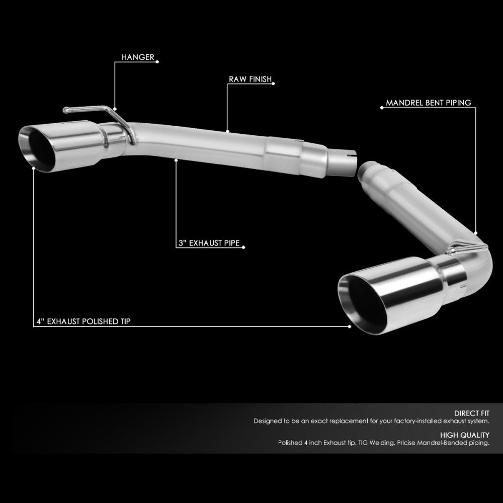 Stainless Steel Axleback Exhaust System 10-15 Camaro 3.6L 6.2L 7.0L BFC-AXLB-CHV1015CAM-36L