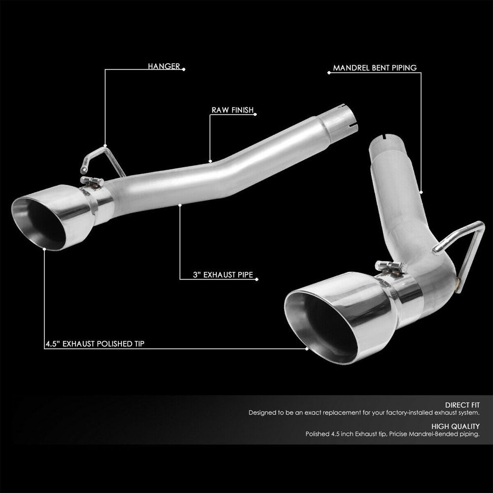 Satinless Axleback Exhaust System 4.5" Tip For 10-15 Chevrolet Camaro 6.2L V8