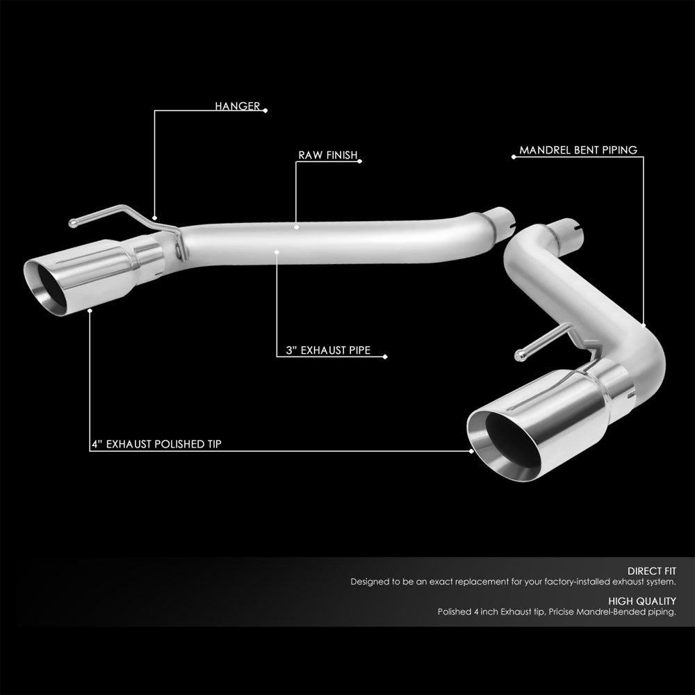 Satinless Axleback Exhaust System 4" Tip For 16-18 Chevrolet Camaro 2.0L 3.6L