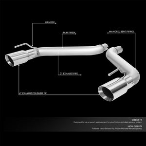 Satinless Axleback Exhaust System 4" Tip For 16-18 Chevrolet Camaro 2.0L 3.6L