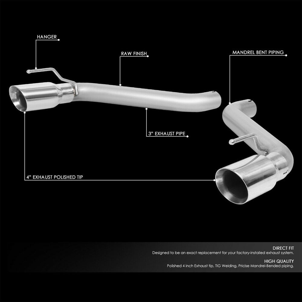 Satinless Axleback Exhaust System 4" Tip For 16-18 Chevrolet Camaro 6.2L V8
