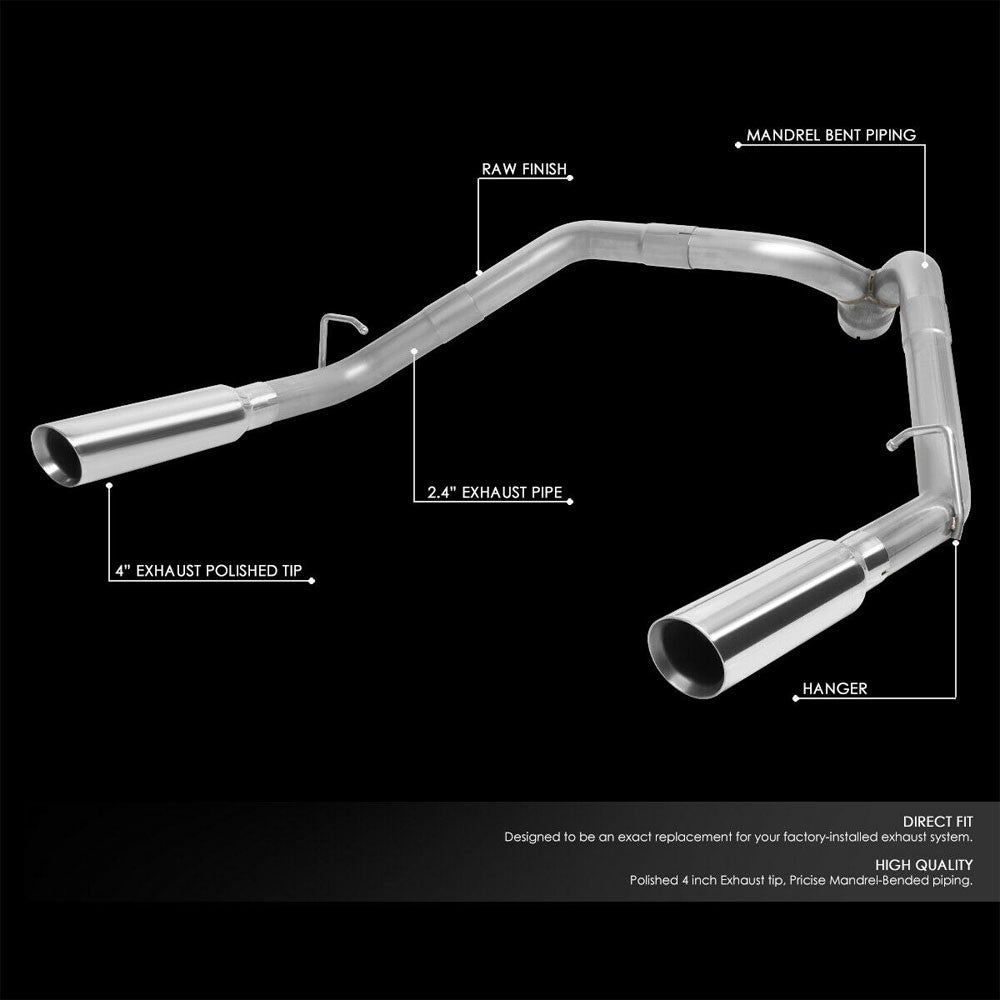 Satinless Axleback Exhaust System 3.5" Tip For 09-13 Silverado/Sierra 1500 6.2L