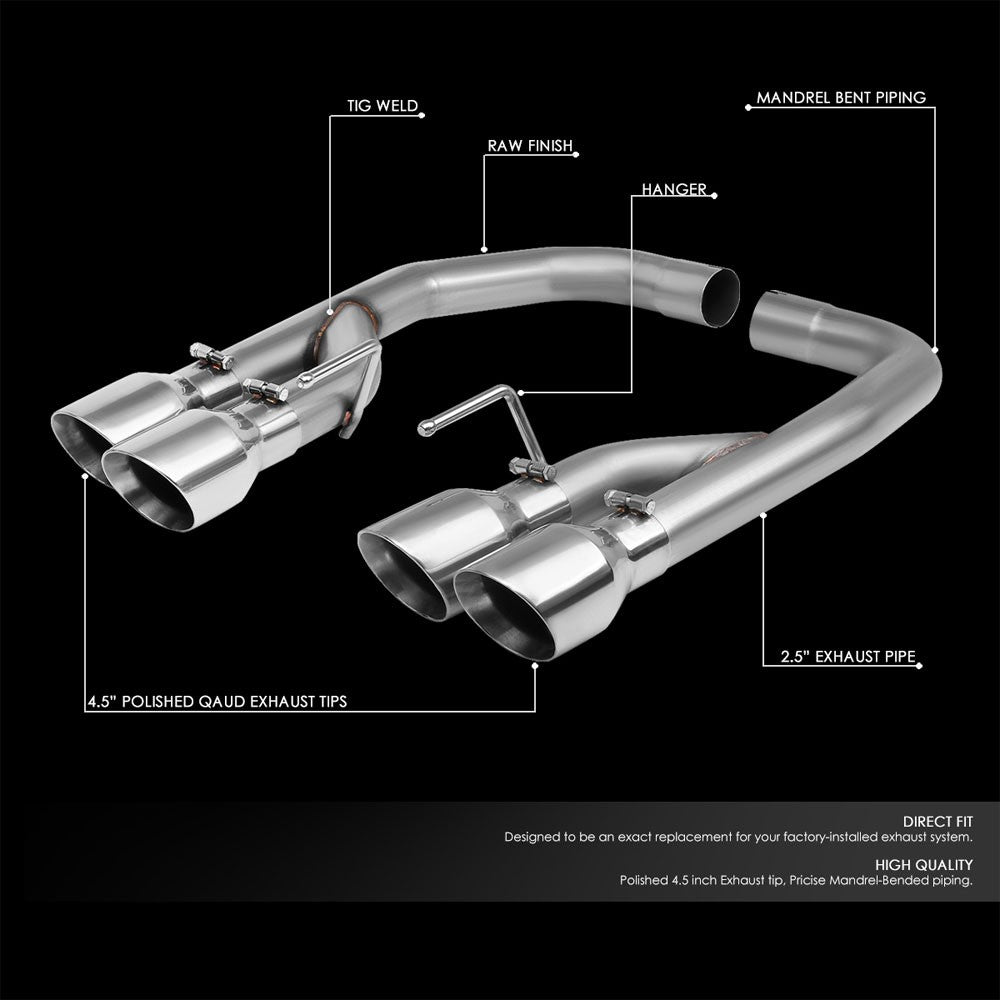 Stainless Steel Axleback Exhaust System 4" Tip For 18-20 Ford Mustang 5.0L V8