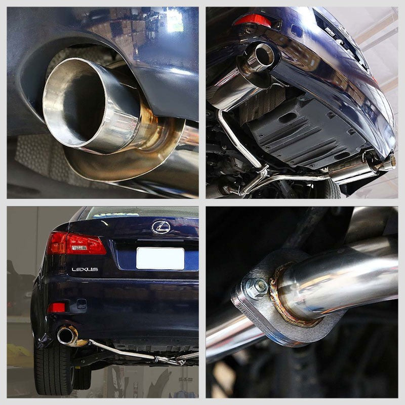 3.75" Dual Slant Roll Muffler Tip Exhaust Axleback System For 06-10 Lexus IS250-Performance-BuildFastCar
