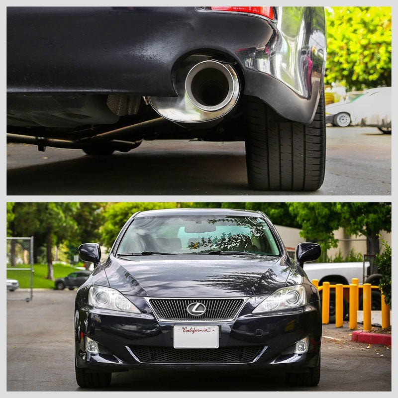 3.75" Dual Slant Roll Muffler Tip Exhaust Axleback System For 06-10 Lexus IS250-Performance-BuildFastCar
