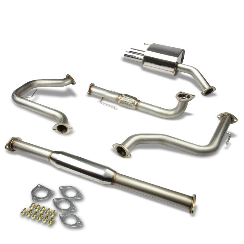 2.5&quot; Dual Round Muffler Tip Exhaust Catback System For 05-10 Saab 9-3 2.0L DOHC-Performance-BuildFastCar