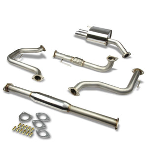 2.5" Dual Round Muffler Tip Exhaust Catback System For 05-10 Saab 9-3 2.0L DOHC-Performance-BuildFastCar