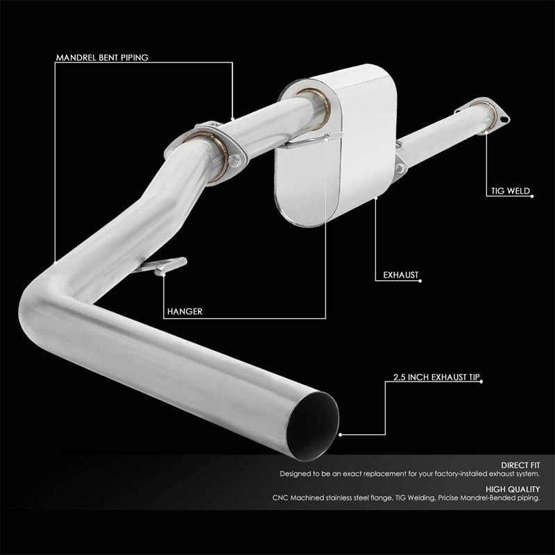 Exhaust Catback System (Stainless Steel) For 13-15 Toyota Tacoma Base 2.7L DOHC-Performance-BuildFastCar