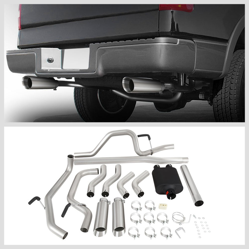 4" Mufflers Rolled Tip Catback Exhaust Kit For 04-08 F-150 4.6L/5.4L BFC-CATB-U001