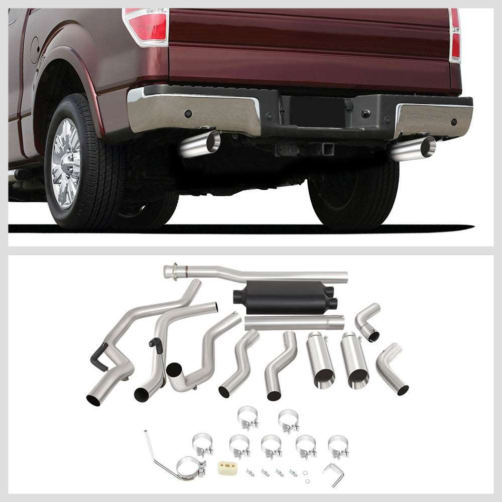 4" Mufflers Rolled Tip Catback Exhaust Kit 09-14 F-150 4.6/5.0/5.4L BFC-CATB-U002