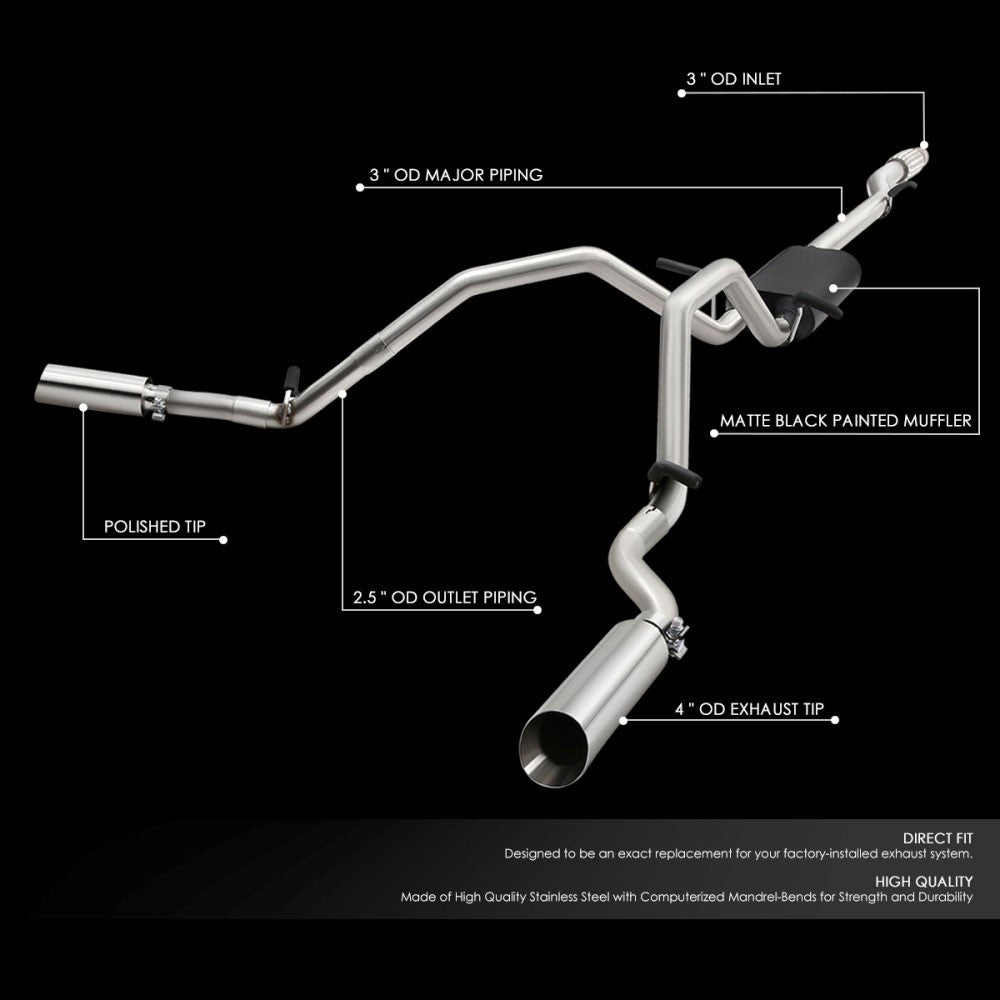 4" Rolled Tip Catback Exhaust System 14-19 Silverado/Sierra 4.3 5.3 BFC-CATB-U014