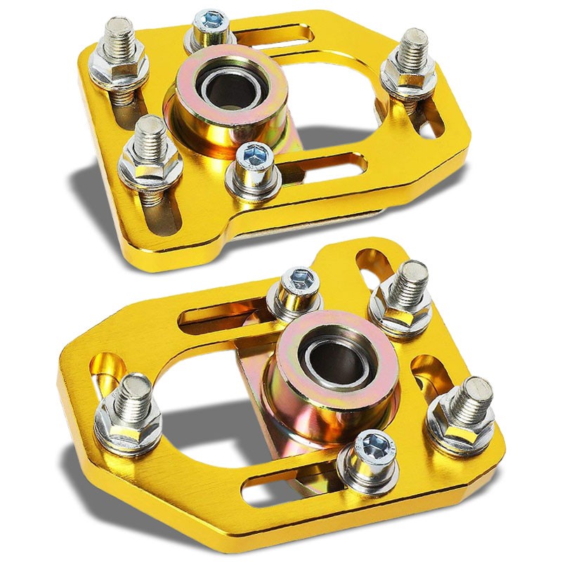 Aluminum Gold Front Adjustable +/-3 Camber +/-2 Caster Plates For 79-89 Mustang-Suspension-BuildFastCar