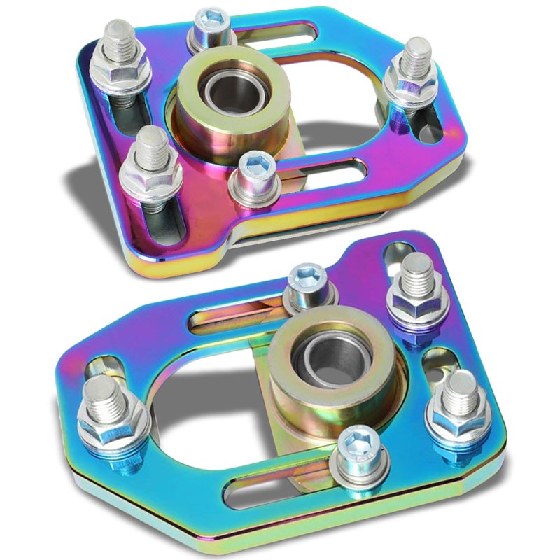 Neo Chrome Front Adjustable +/-3 Camber +/-2 Caster Plates Kit For 79-89 Mustang-Suspension-BuildFastCar