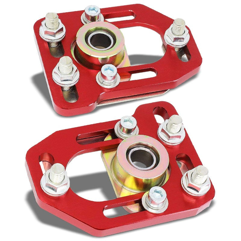 Aluminum Red Front Adjustable +/-3 Camber +/-2 Caster Plates For 79-89 Mustang-Suspension-BuildFastCar