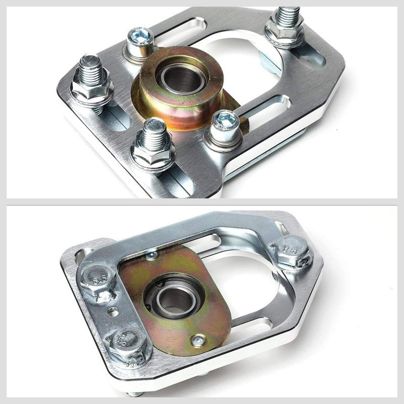 Silver Front Adjustable +/-3 Camber +/-2 Caster Plates For 79-89 Ford Mustang-Suspension-BuildFastCar