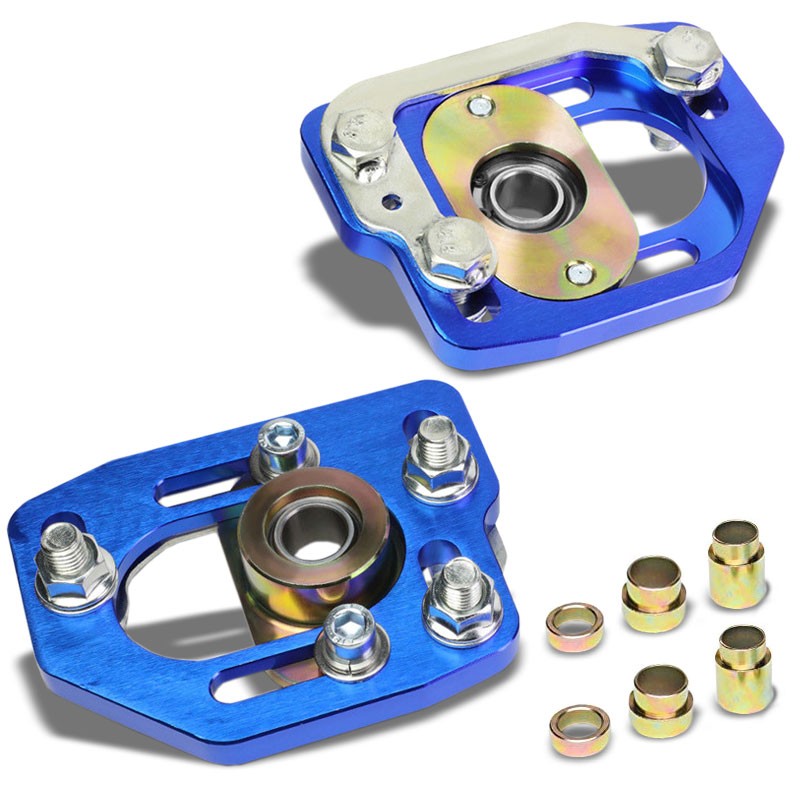 Blue Front Adjustable +/-3 Camber +/-2 Caster Plates Kit For 90-93 Ford Mustang-Suspension-BuildFastCar