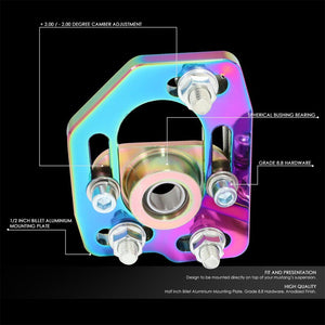 Neo Chrome Front Adjustable +/-3 Camber +/-2 Caster Plates Kit For 90-93 Mustang-Suspension-BuildFastCar