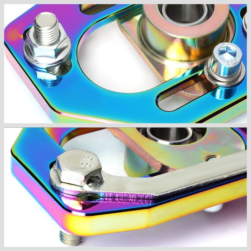 Neo Chrome Front Adjustable +/-3 Camber +/-2 Caster Plates Kit For 90-93 Mustang-Suspension-BuildFastCar