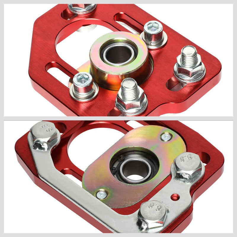 Aluminum Red Front Adjustable +/-3 Camber +/-2 Caster Plates For 90-93 Mustang-Suspension-BuildFastCar