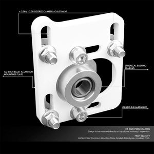 Front Adjustable Aluminum White Camber/Caster Plate T2 For 94-04 Ford Mustang