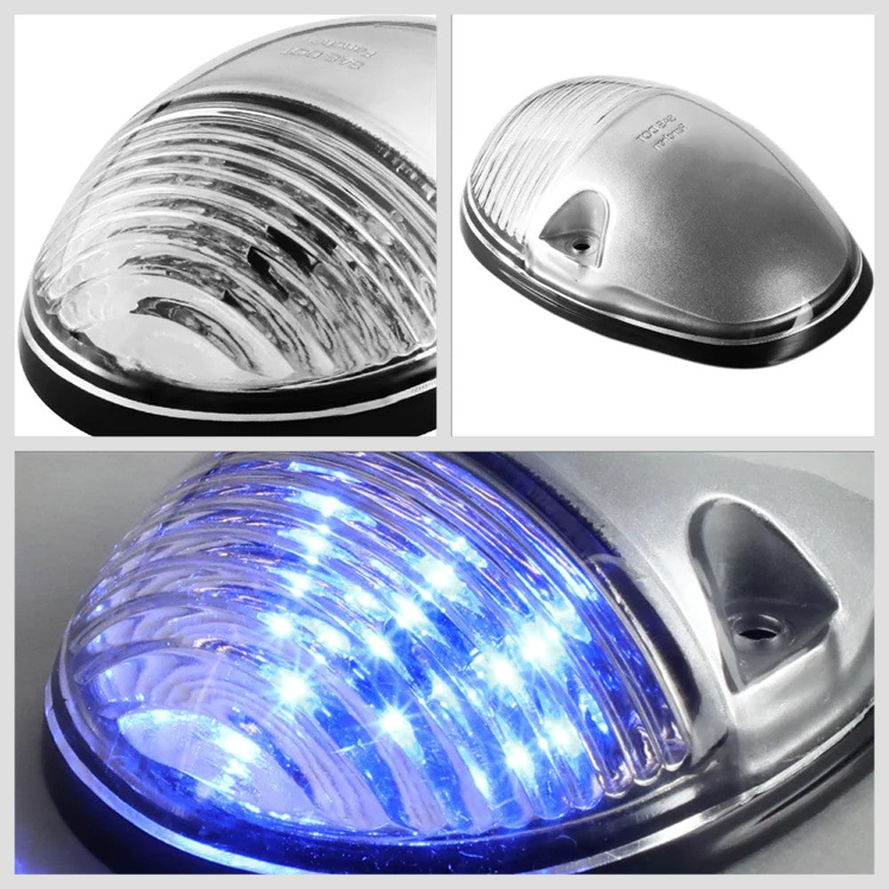 Chrome House/Clear Len/Blue LED Roof Light Cab Lamp For 02-06 Silverado/Sierra BFC-RFL-CHVSIL02-CH-BL