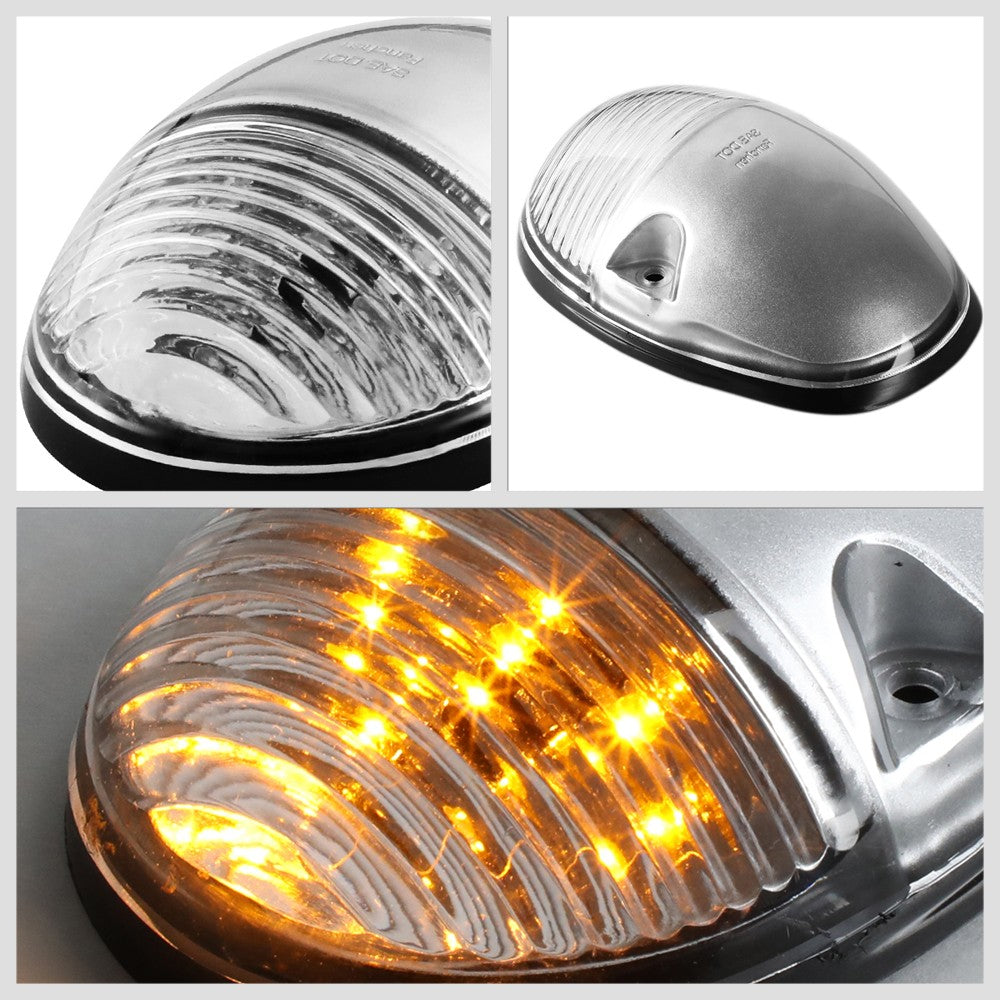 3PCS Amber LED Cab Roof Top Light with Clear Lens For 01-07 Silverado/Sierra