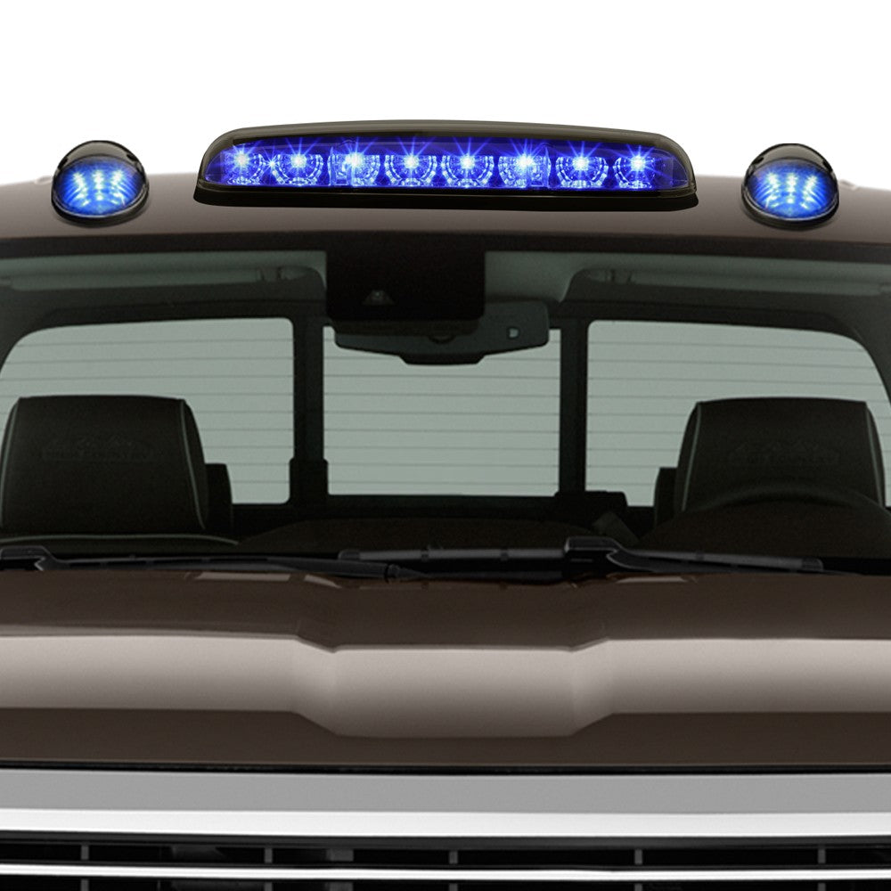 3PCS Blue LED Cab Roof Top Light with ABS Smoke Lens For 01-07 Silverado/Sierra