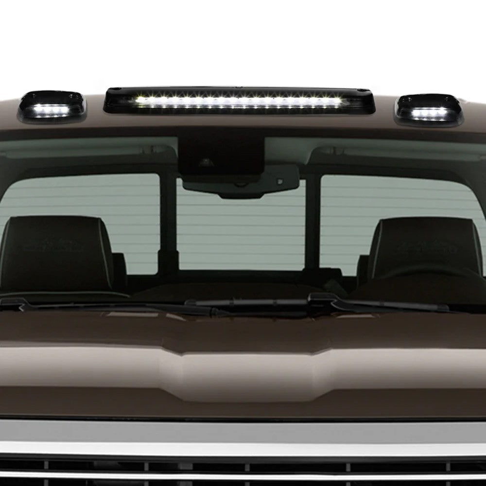 Black House/Clear Len/White LED Roof Light Cab Lamp For 07-13 Silverado/Sierra BFC-RFL-CHVSIL07-BK-WH