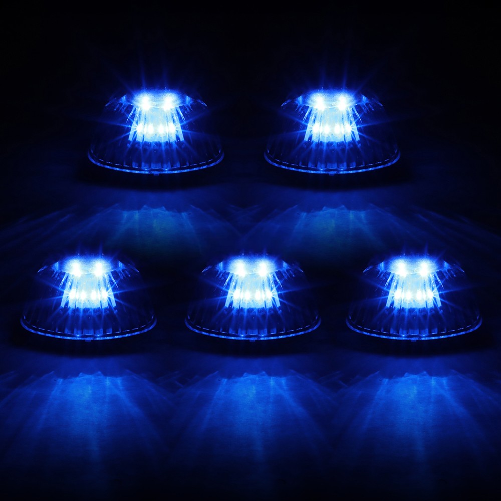 5PCS Blue LED Cab Roof Top Light with ABS Smoke Lens For 94-98 Ram 3500