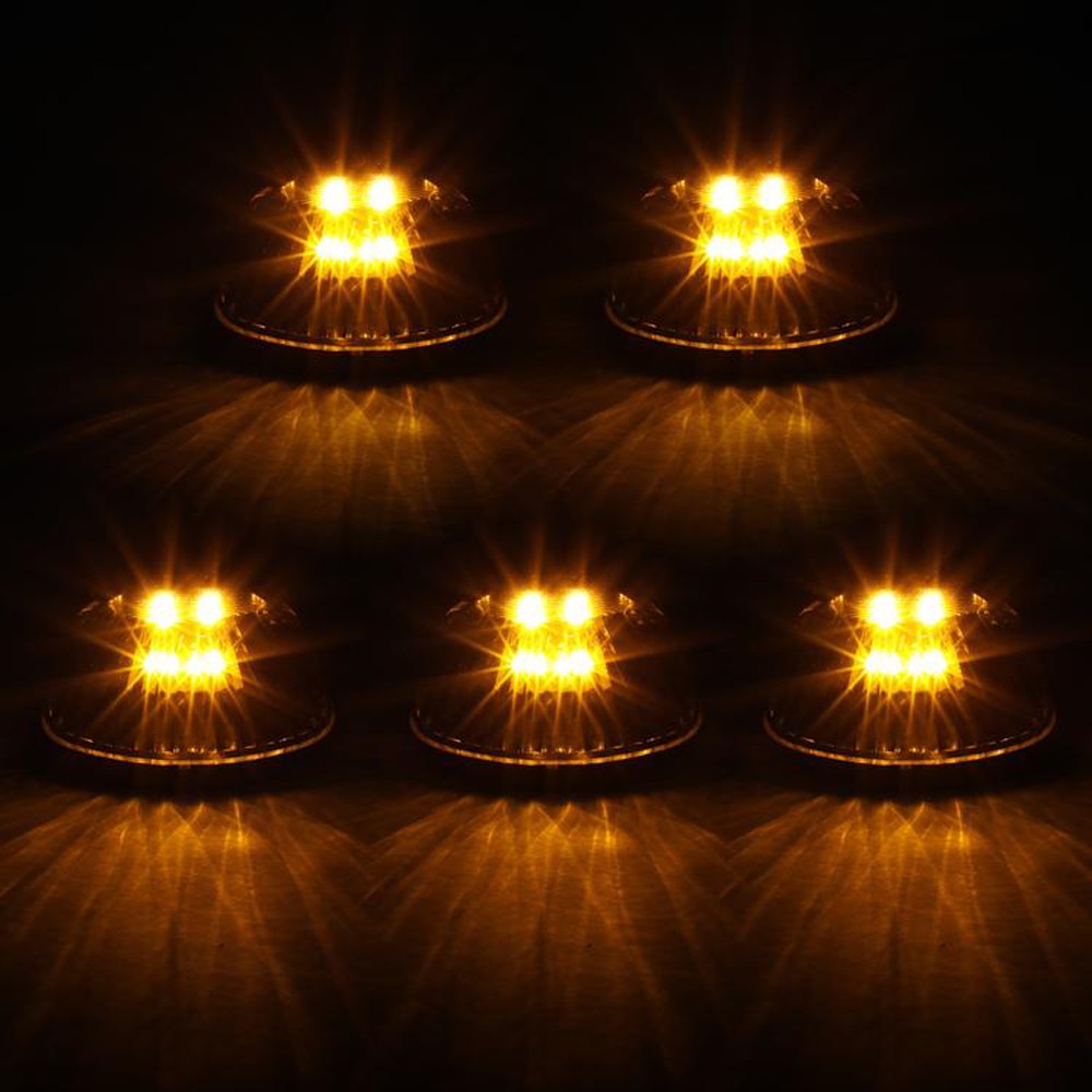 5PCS Amber LED Cab Roof Top Light with ABS Smoke Lens For 94-98 Ram 1500