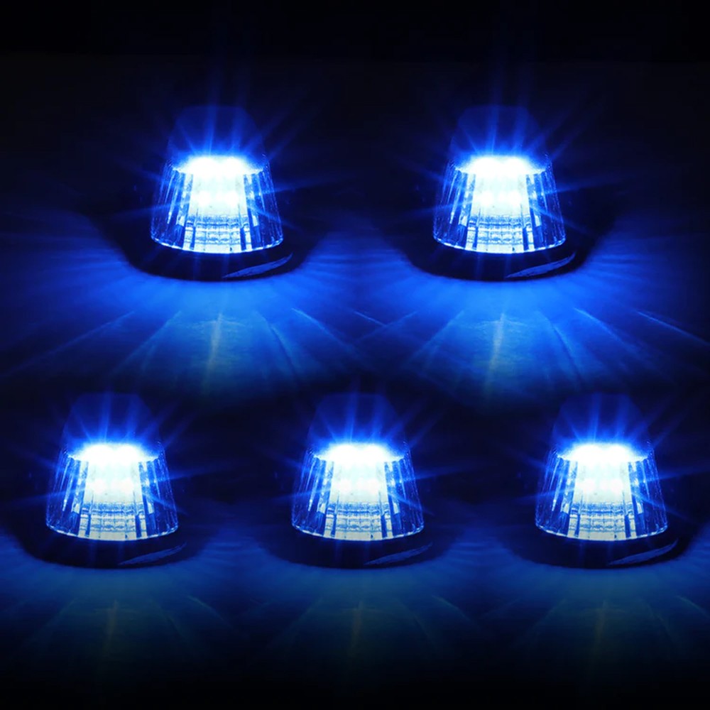 Black House/Clear Len/Blue LED Roof Top Light Cab Lamp For 80-96 F-Series Truck BFC-RFL-15080-BK-BL