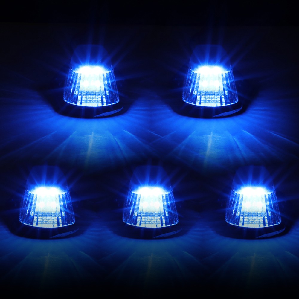 5PCS Blue LED Cab Roof Top Light with ABS Clear Lens Switch For 80-96 F-150