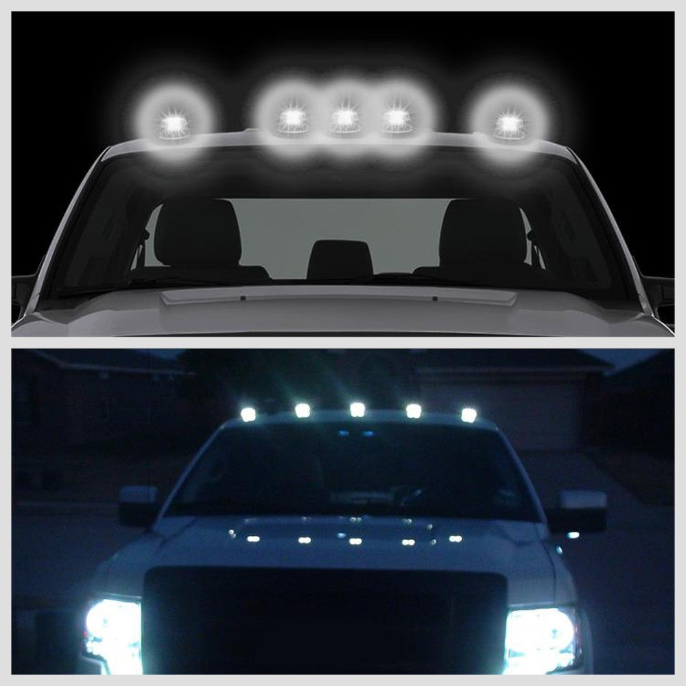 5PCS White LED Cab Roof Top Light with ABS Clear Lens Switch For 80-96 F-250