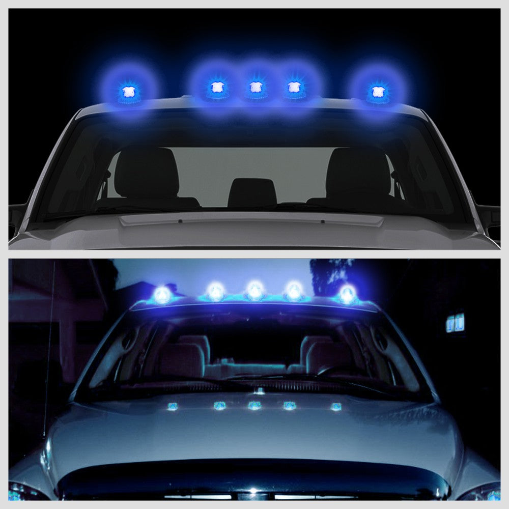 5PCS Blue LED Cab Roof Top Light with ABS Smoke Lens Switch For 80-96 F-150