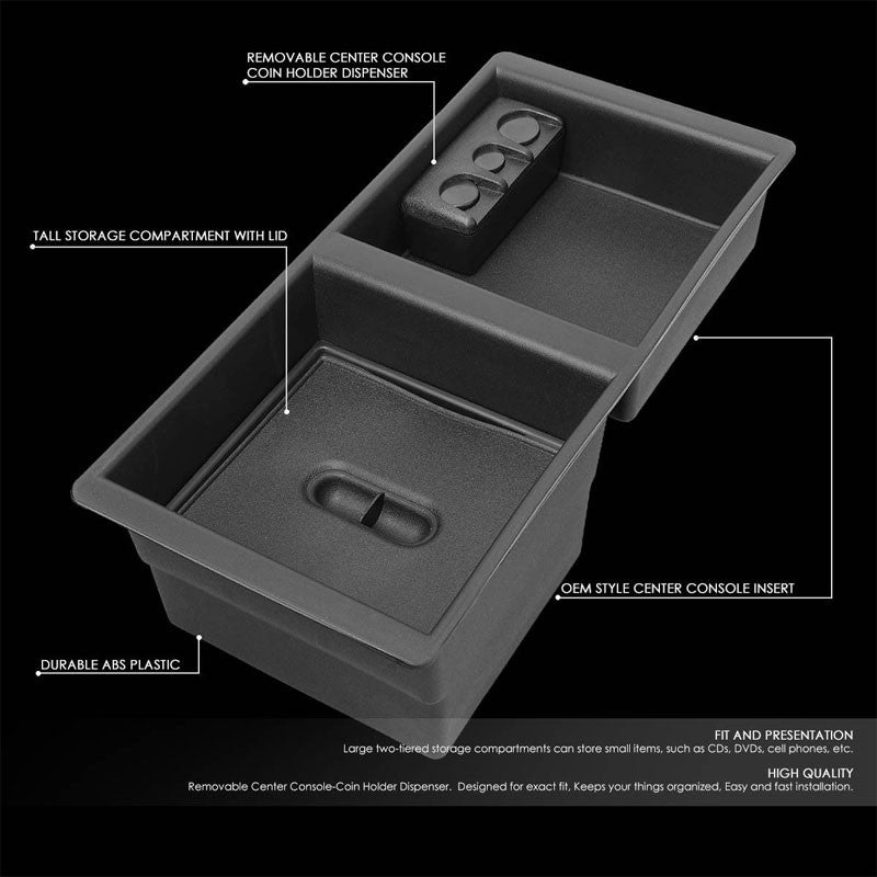 Black Center Console Organizer Coin Tray Lid For 15-18 Silverado/Suburban/Tahoe-Interior-BuildFastCar