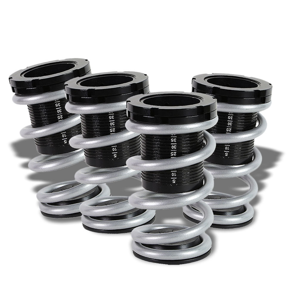 Front/Rear Black Scaled Silver Coilover Lowering Spring Kit For 01-05 Honda Civic EM/ES Coupe/Sedan-Shocks & Springs-BuildFastCar