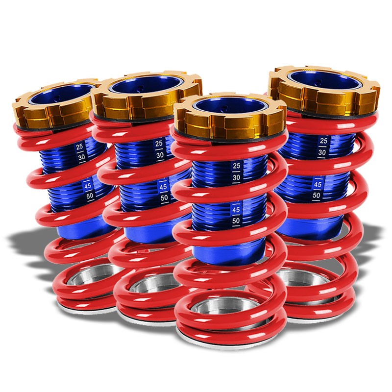 Black/Red Scaled 1"-4" Adjust Lowering Coilover Spring TY22 For 90-01 Integra-Suspension-BuildFastCar