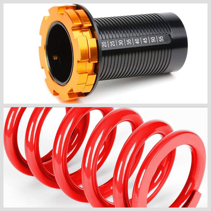 Black/Red Scaled 1"-4" Adjust Lowering Coilover Spring TY33 For 90-01 Integra-Suspension-BuildFastCar