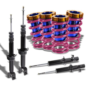 F/R Purple Scaled Coilover Spring+Black Gas Shock Absorbers TY22 For 88-91 Civic