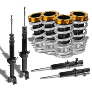 F/R Silver Scaled Coilover Spring+Black Gas Shock Absorbers TY33 For 88-91 Civic