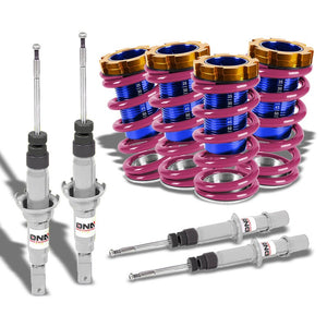 F/R Purple Scaled Coilover Spring+Silver Gas Shock TY22 For 96-00 Civic EJ/EK/EM