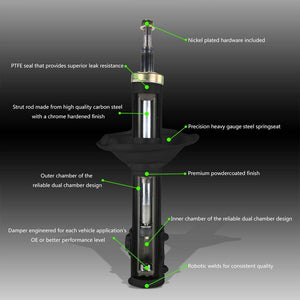 DNA Black Gas Shocks Absorber+Green Lowering Spring Kit For 06-11 Civic FG/FA/FD-Shocks & Springs-BuildFastCar
